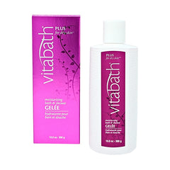 Vitabath Plus dry skin bath gel bottle shows a hydrating cleansing moment.
