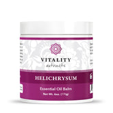 Vitality Helichrysum Balm jar 6oz showing rich beeswax formula for deep hydration.