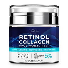 Vitalysin face moisturizer bottle closeup showing premium packaging and aging-skin care potential