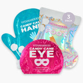 Vitamasques Candy Cane Hand Mask closeup for moisturized, soft hands.