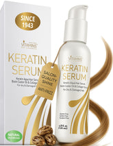 VITAMINS hair cosmetics keratin serum bottle—anti-frizz protection for at-home shine.