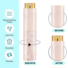 Vitog refillable atomizer with marble finish delivering a precise mist for even fragrance distribution
