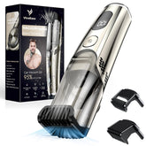 VivaEase vacuum beard trimmer assembly shows quick setup for grooming.