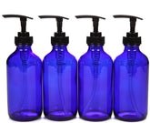 Vivaplex 8 oz cobalt blue glass bottle with pump for DIY blends.
