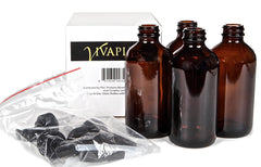 Vivaplex four-pack amber bottles, reusable and stylish for home use.