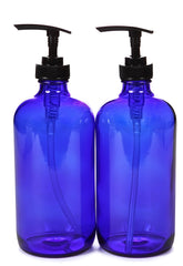 Vivaplex two-pack 16 oz cobalt blue glass bottles with pumps for DIY cosmetics.