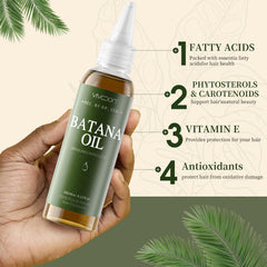 Vivccon Batana Oil massaged into scalp for nourishing care.