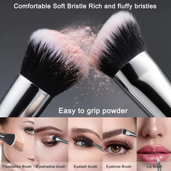 VIVID BEAUTY labeled brushes simplify beginner makeup application.