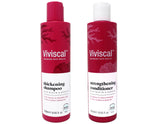 Viviscal Densifying Shampoo bottle shows a fuller-looking hair effect.