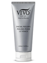 Vivo Per Lei peeling gel bottle pour for a refreshing exfoliation ritual with Dead Sea minerals.