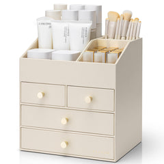 Vlando makeup organizer on vanity with large capacity for cosmetics.