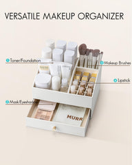 Vlando skincare and brush organizer upper layer holds small items neatly