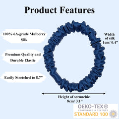 VLOMOT silk scrunchies light-blue closeup highlights premium mulberry silk softness.