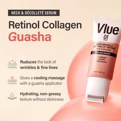 VLUE cream with fig extract and retinol targets smoother neck and décolleté.