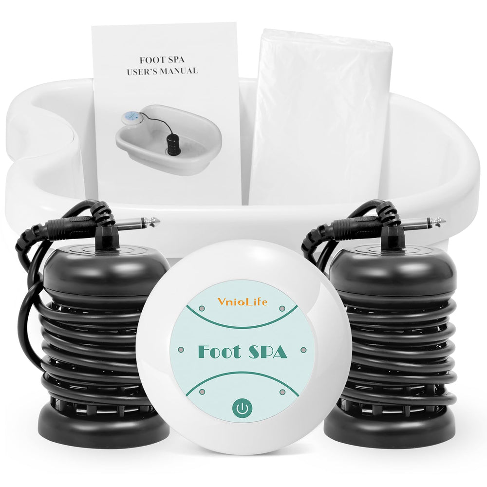 VnioLife Ionic Foot Bath setup with basin and accessories for home detox routine