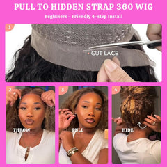 VNLQJXX Honey Blonde 360 lace-front wig cap construction with breathable lace for comfort