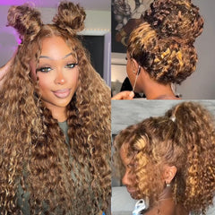 VNLQJXX Honey Blonde 360 lace-front wig close-up ombre showing natural color transition for daily wear