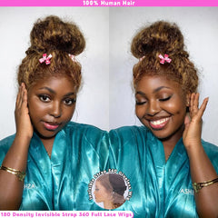 VNLQJXX Honey Blonde 360 lace-front wig full look with deep wave texture and volume