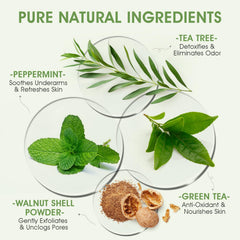 VOERUY armpit detox scrub tea tree mint ingredients show natural botanicals