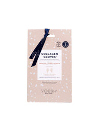 VOESH Collagen Gloves Trio close-up pack demonstrates spa-at-home care with vegan masks