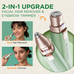 VOGCREST facial hair remover close-up shows 2-in-1 design
