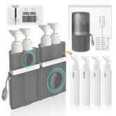 VOGOGE travel bottles 4x55ml pumps in gray for compact on-the-go toiletries