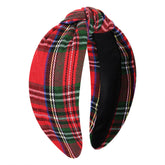 Vokone Christmas headband with red plaid top knot adds festive style for parties.