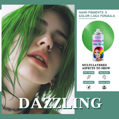 VOLLUCK green hair color spray rinses clean with shampoo.