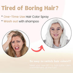 VOLLUCK white hair spray in action—easy application for instant color change.