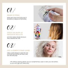 VOLLUCK white hair spray on hair—vivid color with quick-set finish.