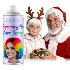 VOLLUCK white hair spray packaging—compact bottle for on-the-go color touchups.