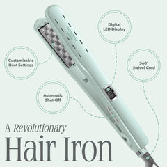 VOLOOM Rootie temperature-control dial offers adjustable heat from 220–395°F for tailored styling.