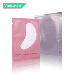 Voncasen eye pads ready for eyelash extension application with secure hold.
