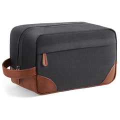 Vorspack large travel toiletry bag dark grey front view for quick access to toiletries on trips.