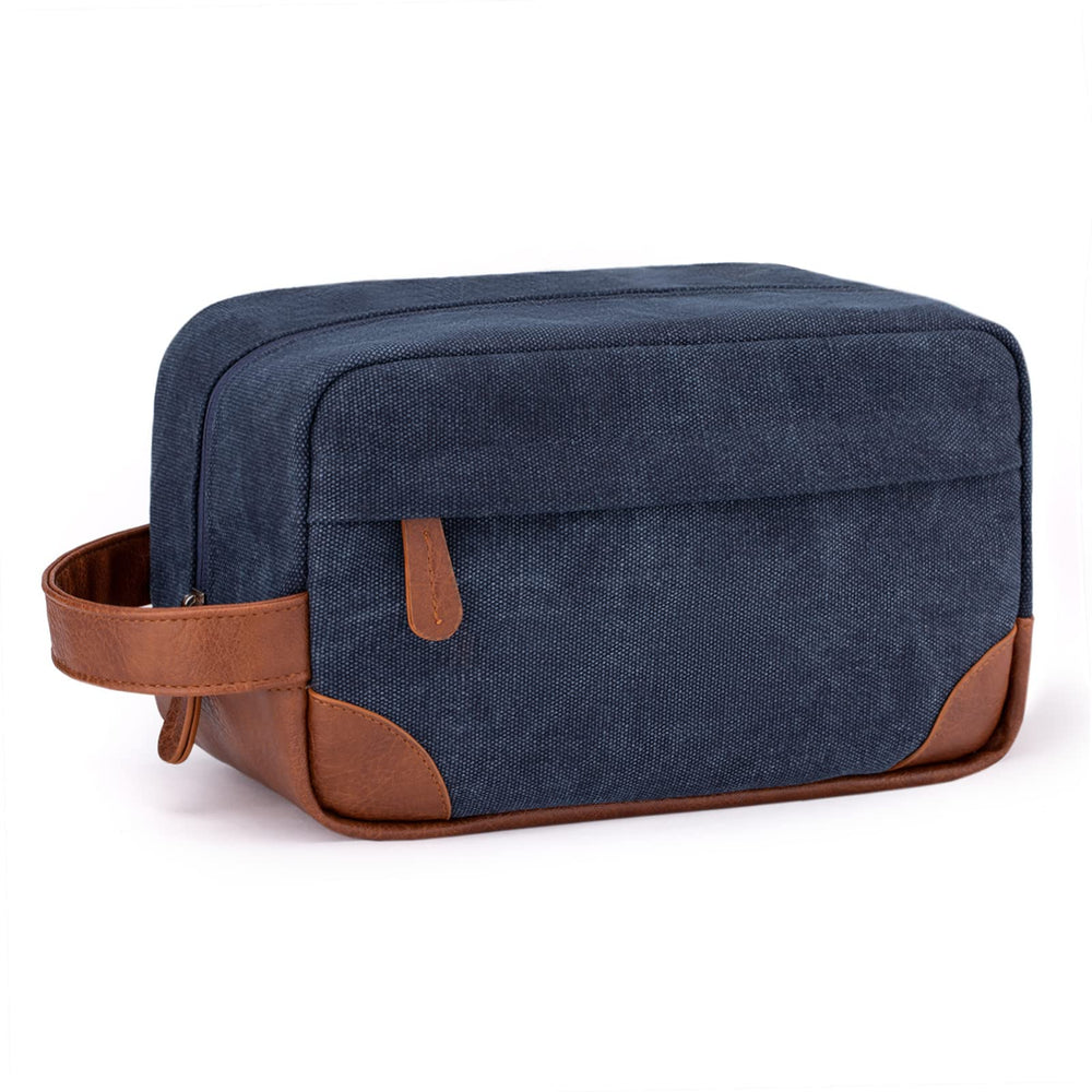 Vorspack toiletry bag hanging Dopp kit navy closed for travel organization.