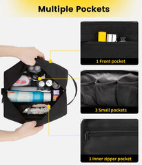 Vorspack bag hanging strap enables easy access in hotel bathrooms