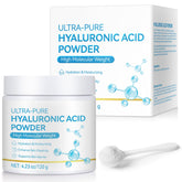 Vortexonix Pure Hyaluronic Acid Serum Powder packaging shows a 120g supply for DIY hydration.