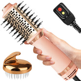 Voseki hair dryer brush with oval barrel in pink for smooth styling on all hair types.