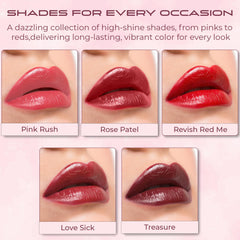 VOTUM Tahari matte lipstick tube close-up highlights bold red matte finish.