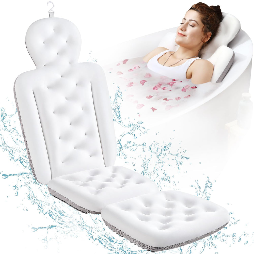 VOXOR full body bath pillow front view for head and neck comfort during long soaks.