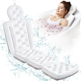 VOXOR full body bath pillow front view with plush neck support.