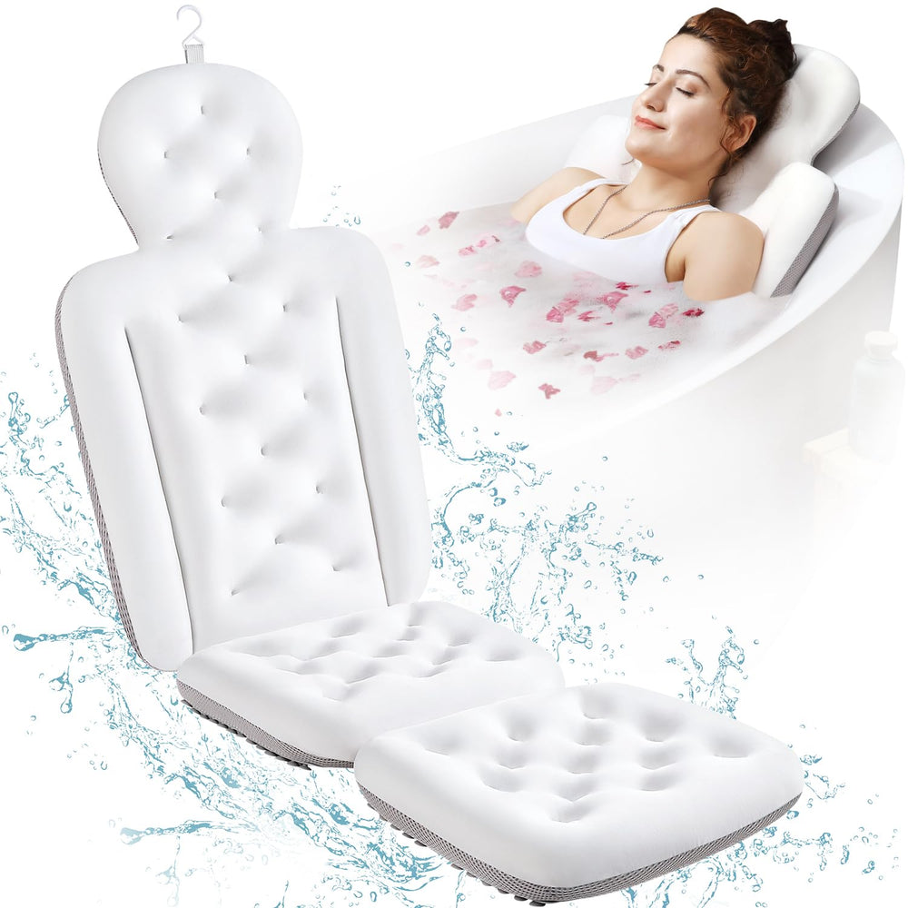 VOXOR full body bath pillow underside with suction cups securing to tub.