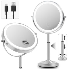 vpu makeup mirror with lights 1x/30x magnification for precise eyeliner application