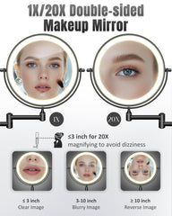VPU close-up 20X magnification for precise eyeliner and brow work