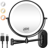 VPU wall-mounted makeup mirror eight-inch double sided for broad view and detailed makeup