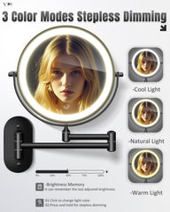 VPU vanity light with three color temperatures for true-tone makeup application