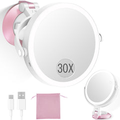 vpu wall-mounted makeup mirror with suction, sturdy space-saving bathroom setup.