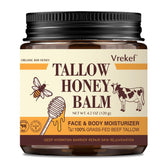 VREKEF beef tallow face balm pump for smooth, non-greasy moisture.