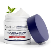 VREKEF Urea Cream 40% bottle for fast-absorbing foot hydration.