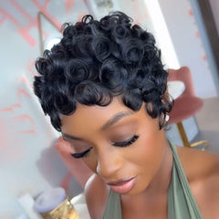 VRZ Pixie Cut Wig glueless cap construction for quick, secure fit.